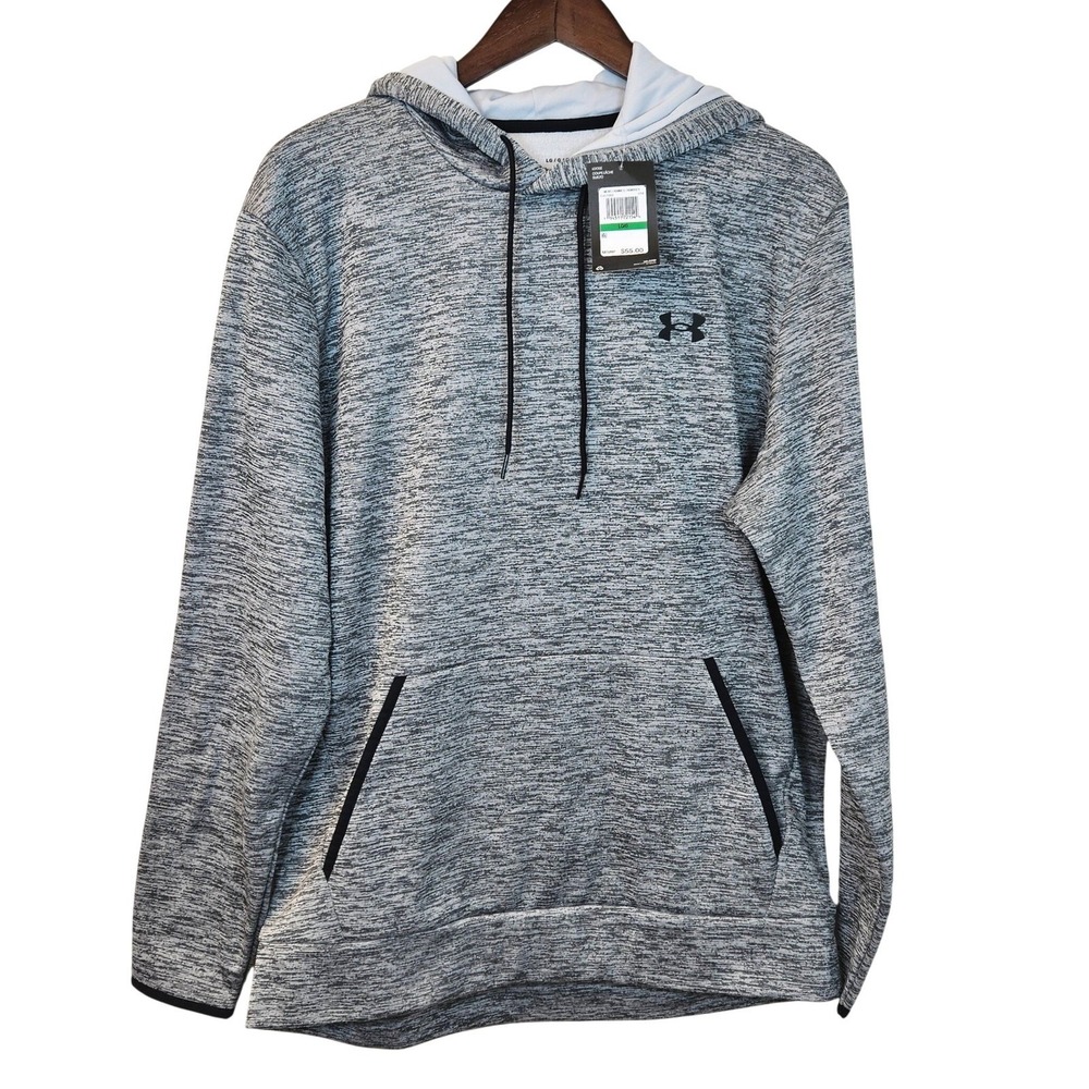 Under Armour Hoodie Mens L Grey Space Dye Fleece Pullover Athleisure Streetwear